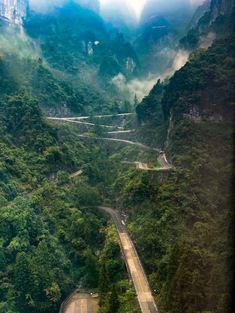 Carretera para llegar a Tianmen, 21 días en China