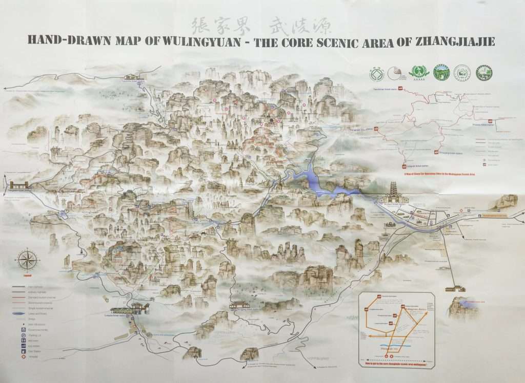 Mapa del parque de Zhangjiajie